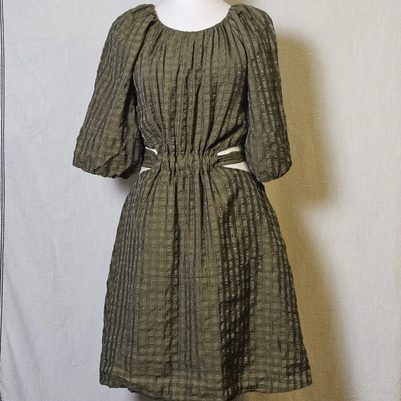 Moon River Womens Plaid Green Mini Dress,w Back Cutouts SZ M - Picture 3 of 16